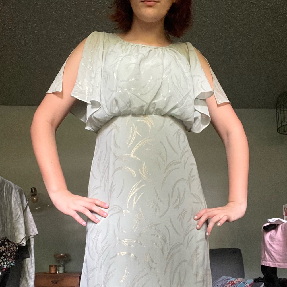 H&M Aqua and Gold Long Semi Formal Dress (Bridesmaid, Prom, Wedding, Event)